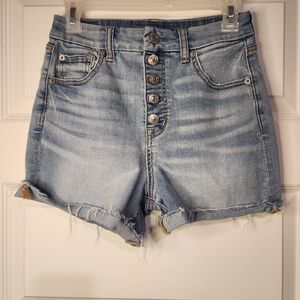 American Eagle Next Level Stretch Button Fly Jeans Shorts Raw Edge Cuffed - Sz 4